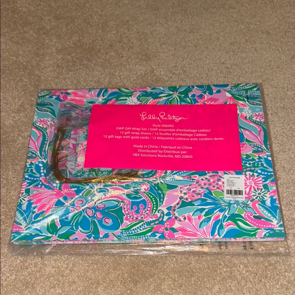 Lilly Pulitzer Vibrant Pink and Blue Gift Wrap